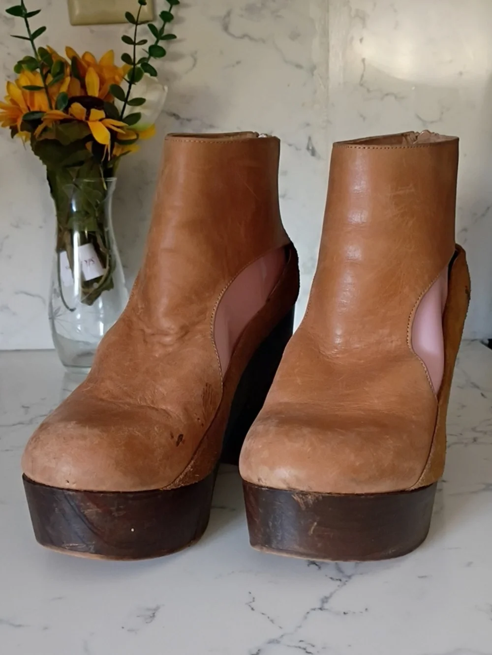 Free People Women’s Platform Ankle Boots in Light Brown